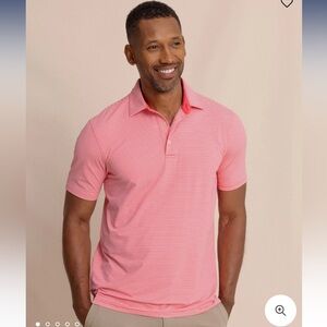 Southern Tide brrr°-eeze Red White XL Polo Shirt Men's Striped Recycled